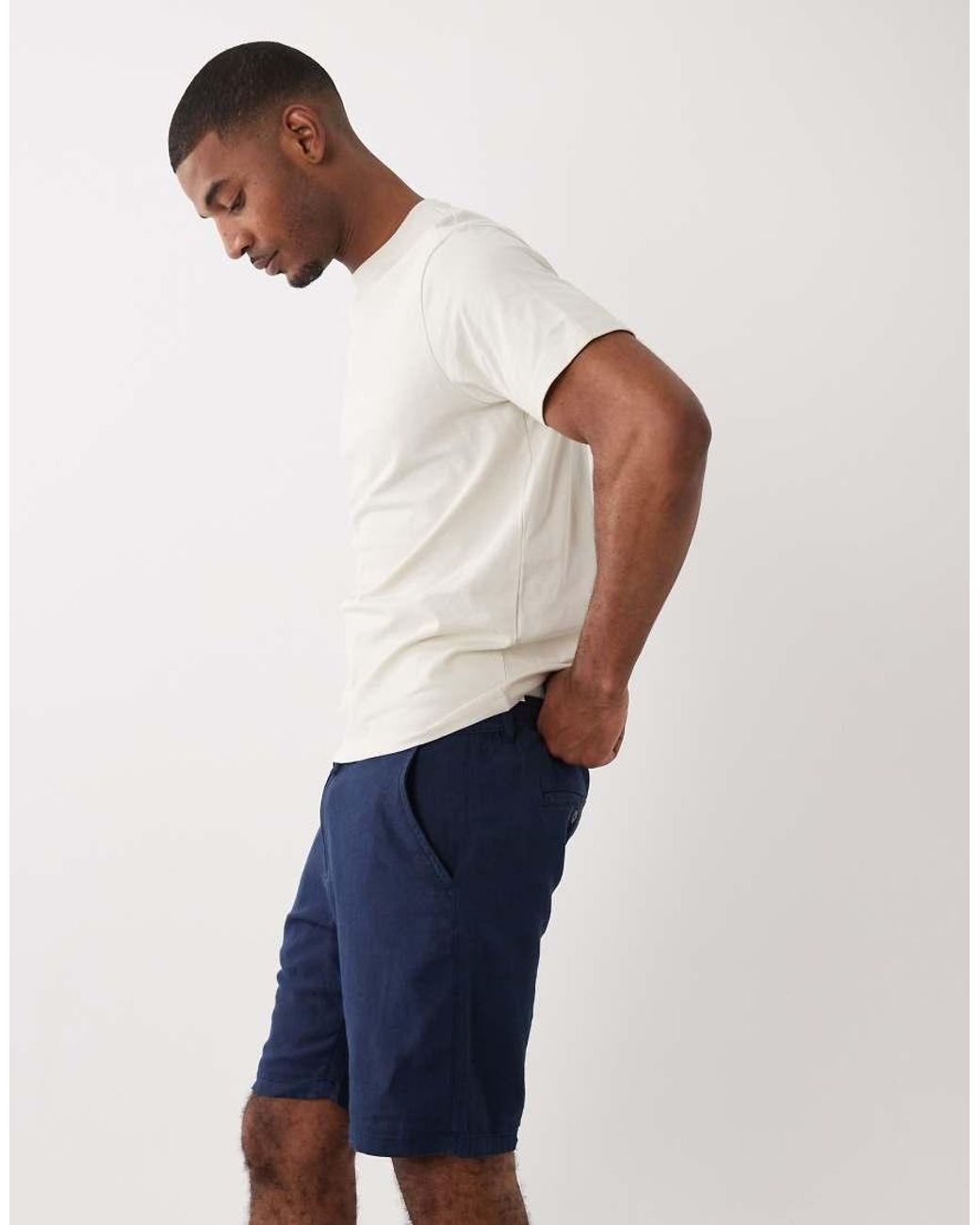 SELECTED Blue Linen Blend Shorts for men
