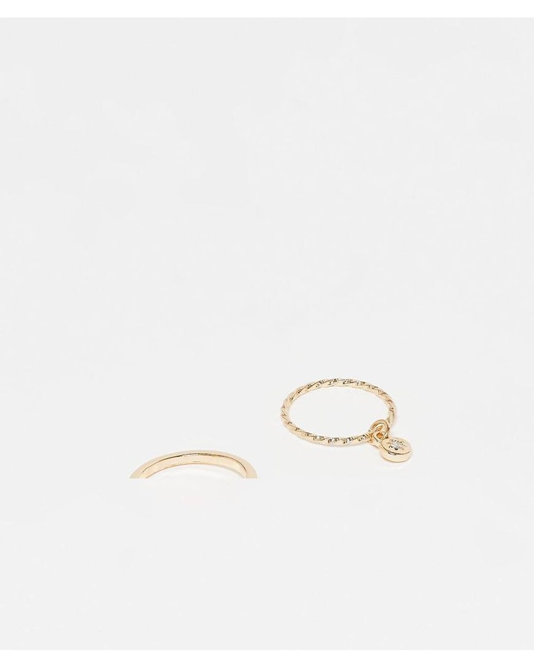 Reclaimed Vintage White Dainty Charm 2 Pack Rings