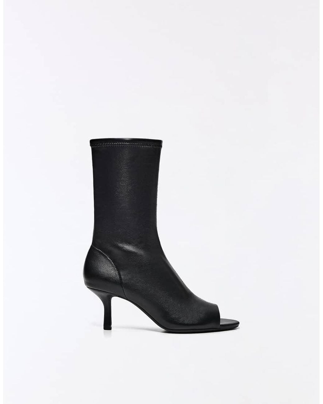 Bershka Black Peep Toe Heeled Ankle Boots