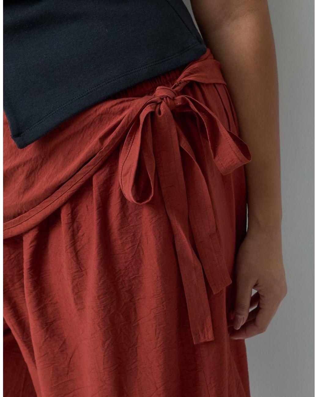 ASOS Red Asos Design Curve Straight Leg Wrap Skirt Detail Trousers