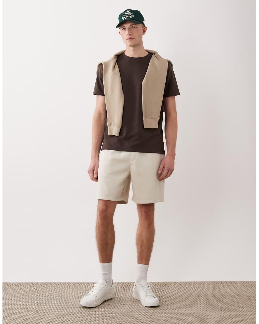 ASOS Brown Essentials Oversized Mid Length Jersey Shorts for men