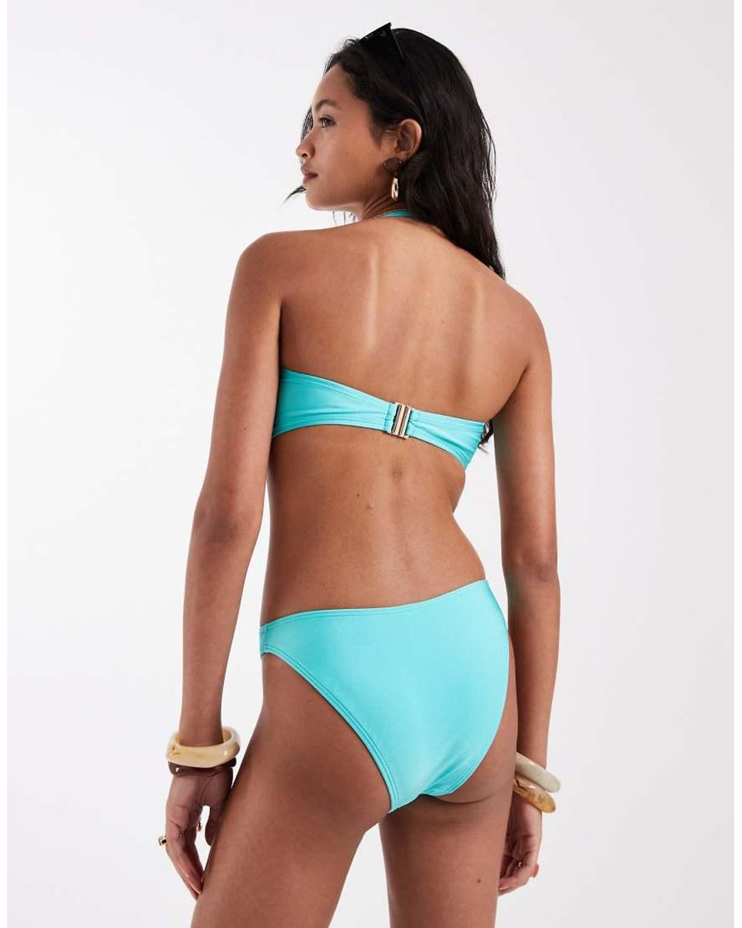 New Look Blue Bead Detail Bikini Bottoms
