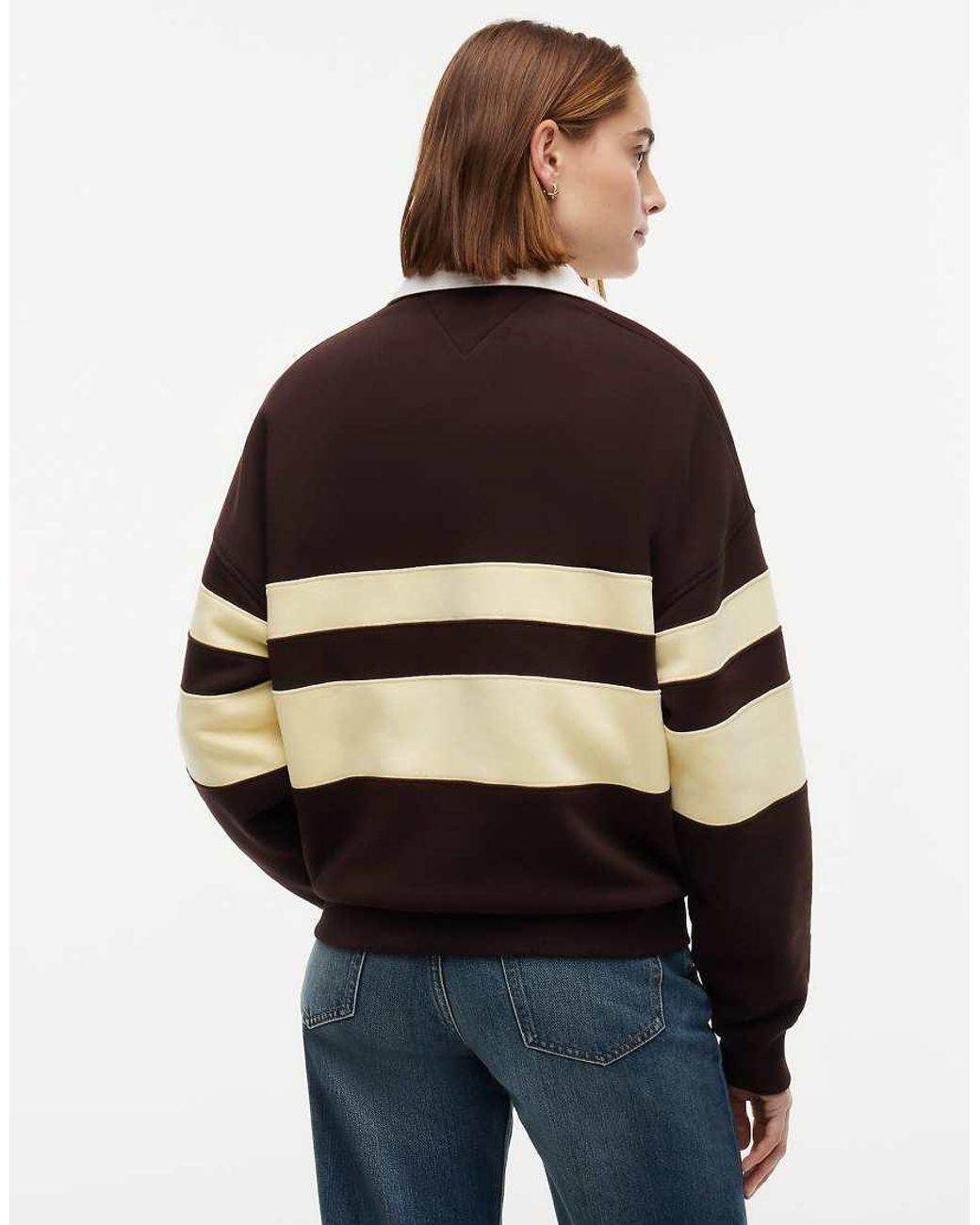 Tommy Hilfiger Blue Tone Button Stripe Rugby Sweatshirt