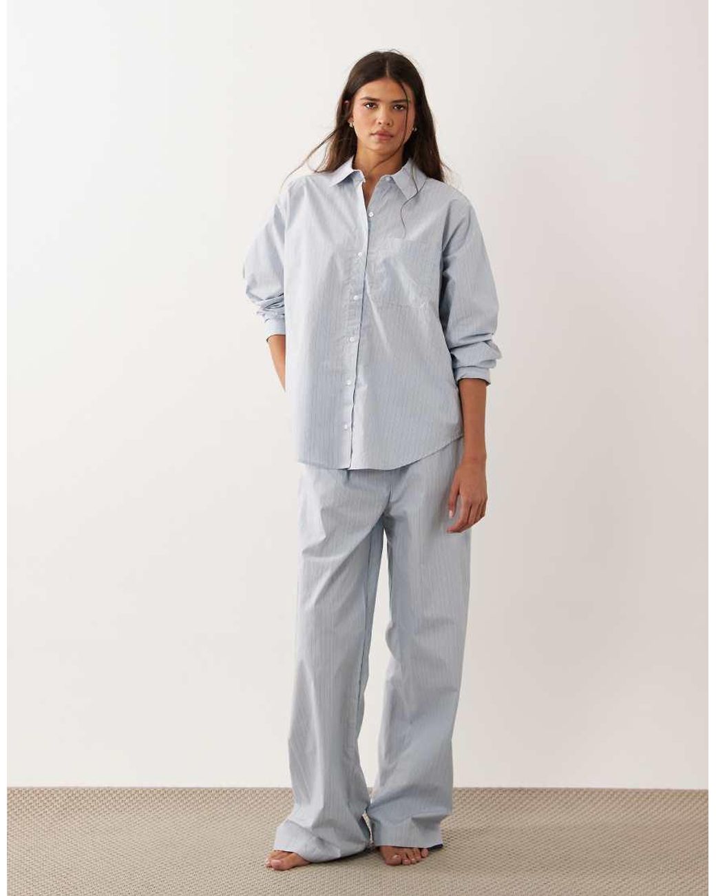 Calvin Klein Gray Relaxed Poplin Long Sleeve Shirt Co-Ord