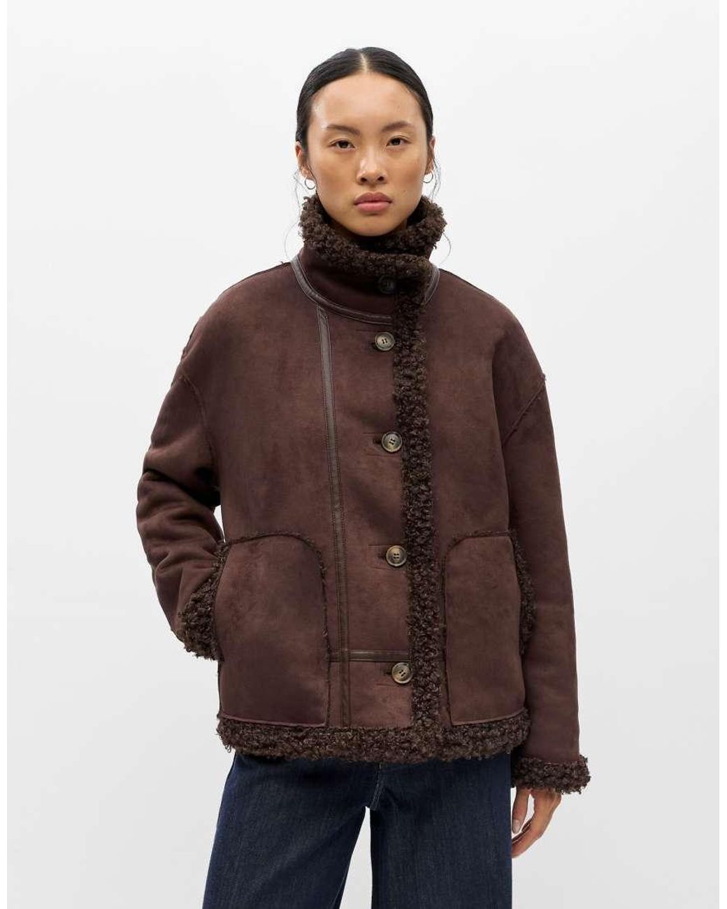 Object Brown Oaklyn High Neck Jacket