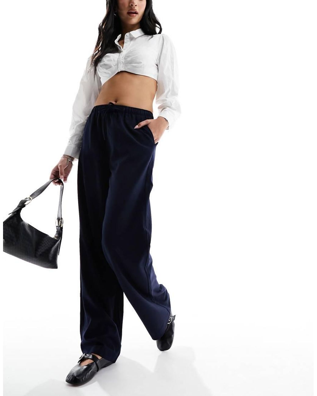 Stradivarius Blue Tailored Pull On Trouser