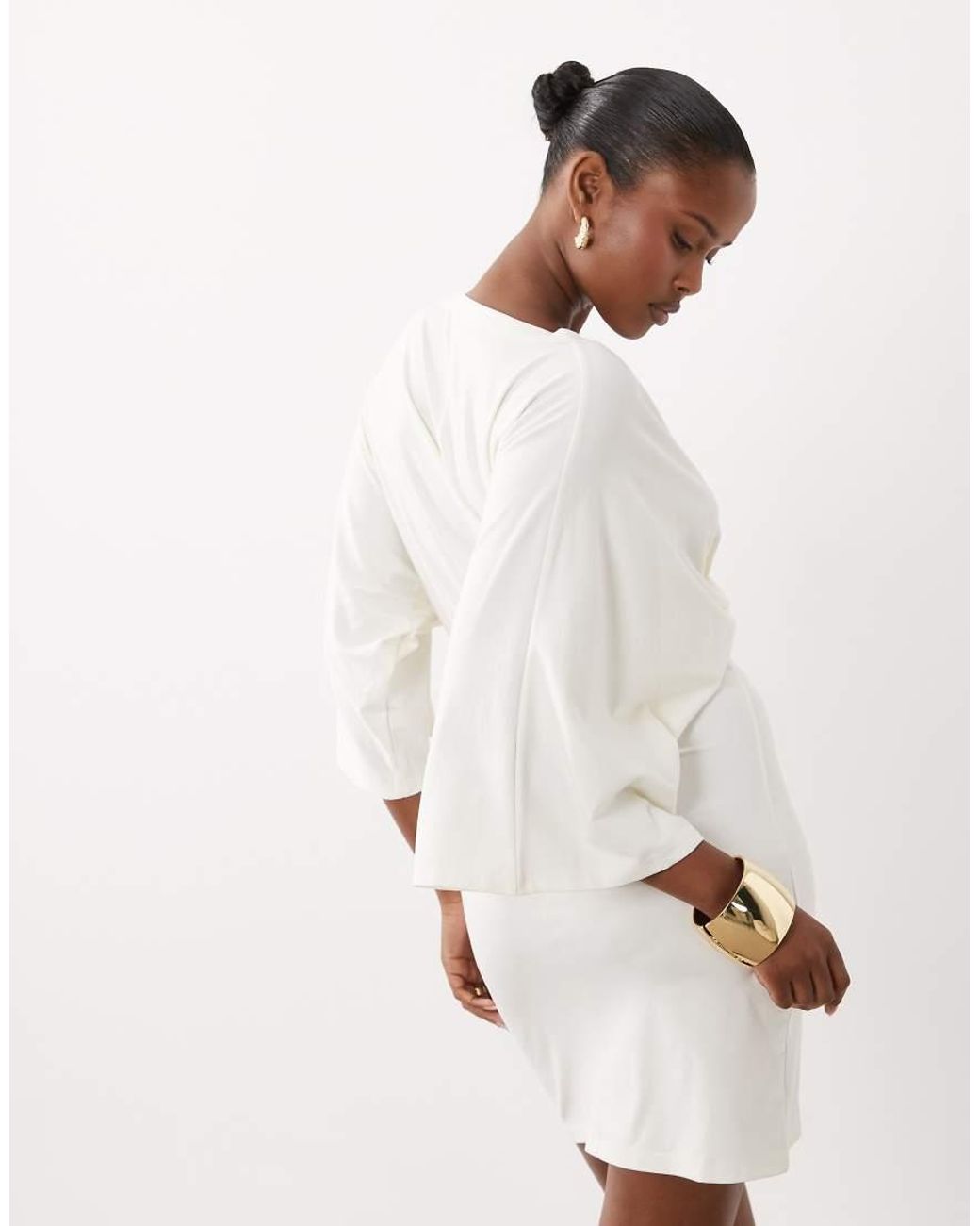 ASOS White Grecian V-neck Mini Dress