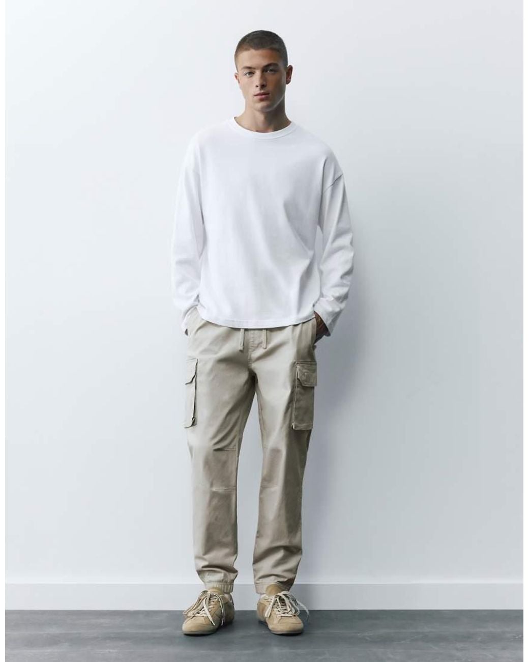 Pull&Bear Gray Cargo joggers for men
