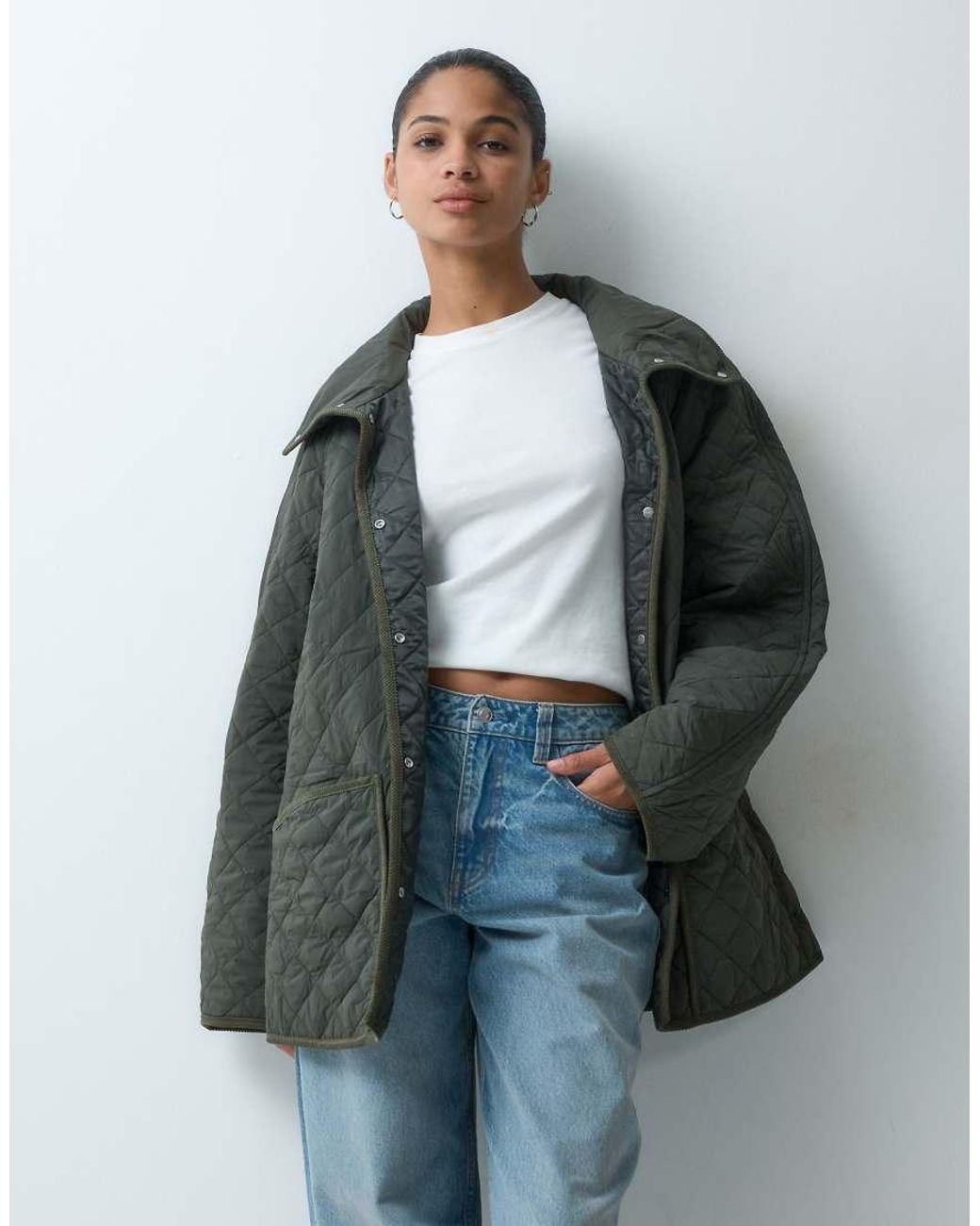 ARKET Multicolor Funnel Neck Quilted Jacket