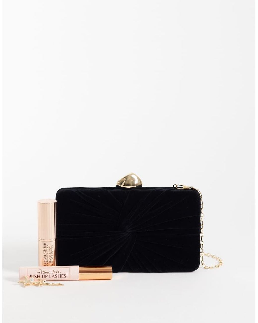 True Decadence Black Velvet Twist Clutch Bag