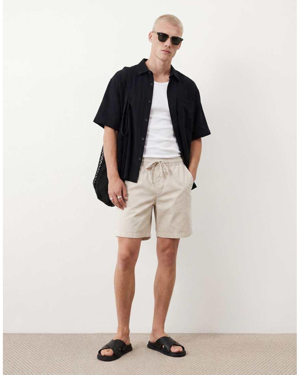 ASOS Green Short Length Linen Blend Shorts for men