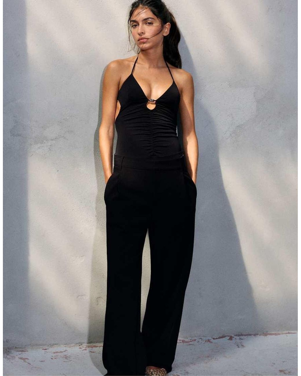 Pull&Bear Blue Gathered Halter Bodysuit