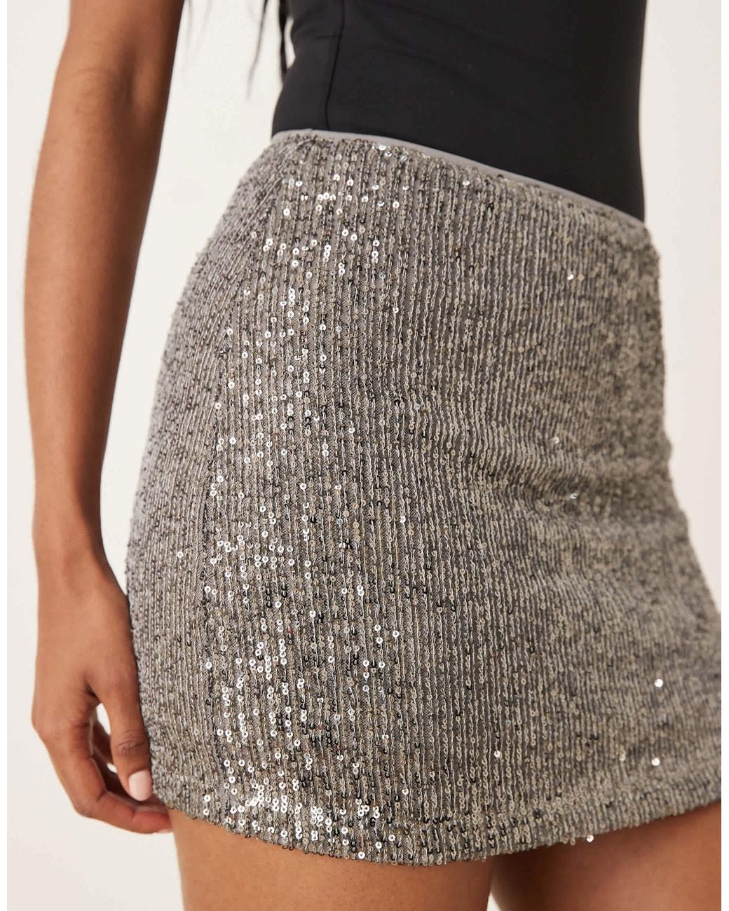 ASOS Natural Sequin Mini Skirt