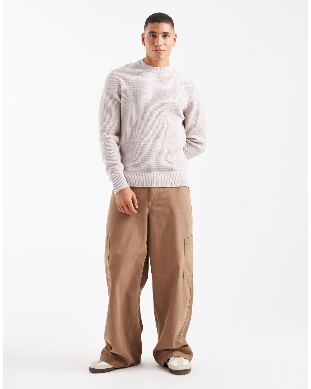 Allerton - pull ras Farah pour homme en coloris White