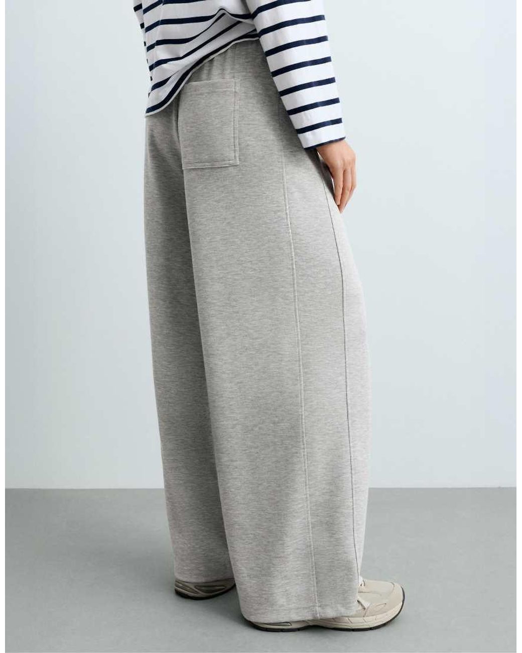 Oysho Gray Melange Piqué Straight-leg Trousers