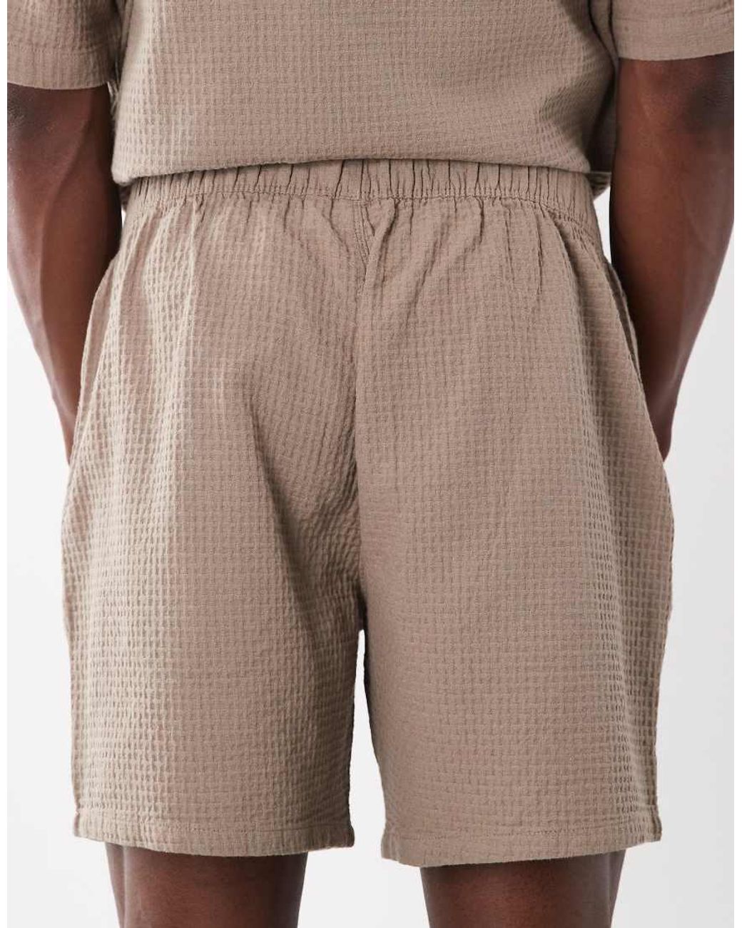 ASOS White Mid Length Waffle Shorts for men