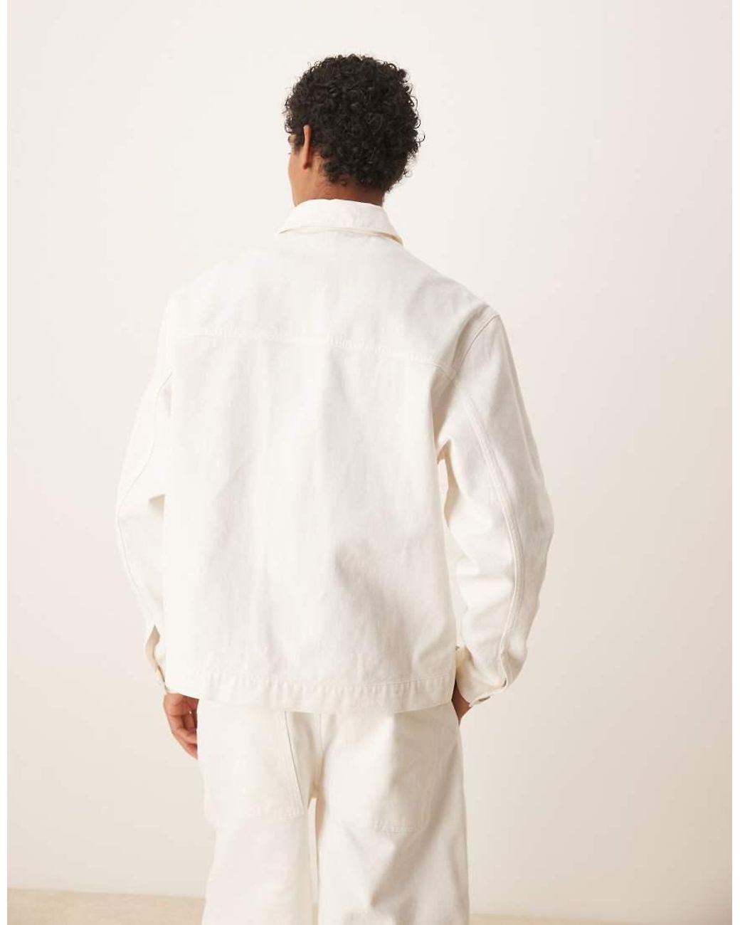 ASOS Natural Co-ord Pleated Harrington Jacket for men