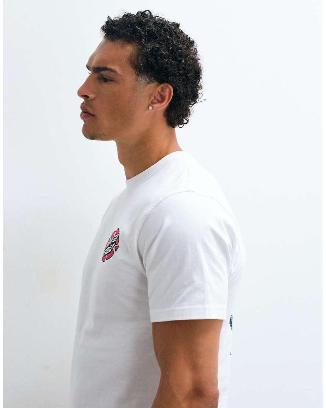 Santa Cruz White Grabke Exploding Dot Logo Short Sleeve T-shirt With Back Graphic for men