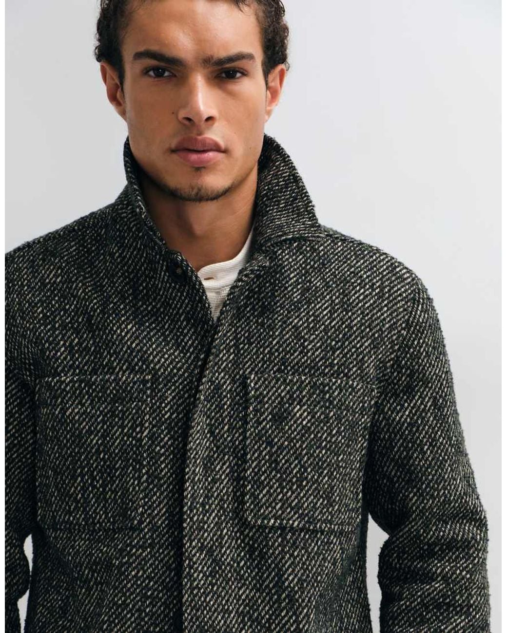ASOS Black Wool Look Double Pocket Shacket for men