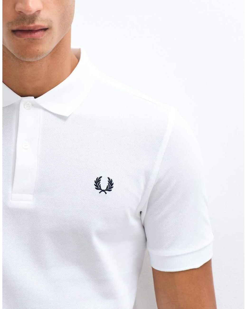 Fred Perry White Plain Polo Shirt for men