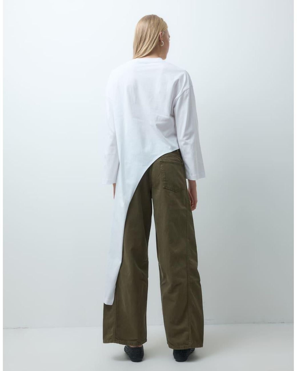 ASOS White Longline Wrap Front Long Sleeve T-Shirt