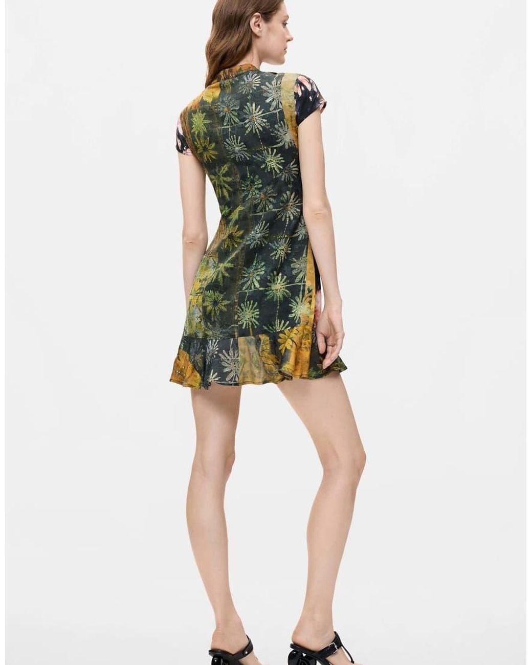 Desigual Green Short Printed Dress