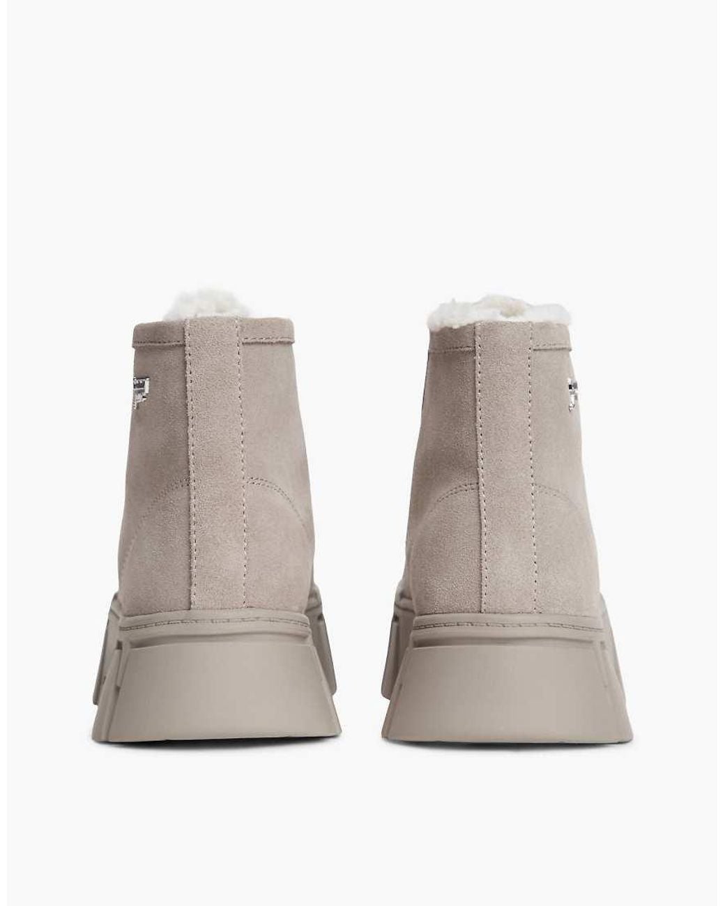 Tommy Hilfiger Gray Suede Warm Lined Platform Trainers