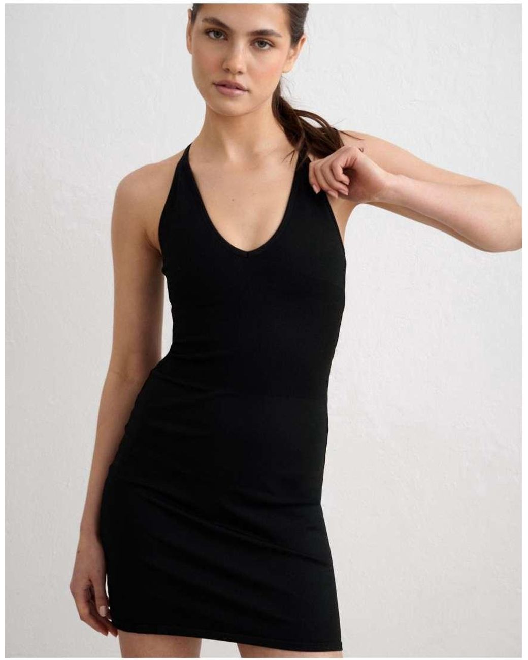 Aim'n Black Shape Seamless Deep Cut Dress