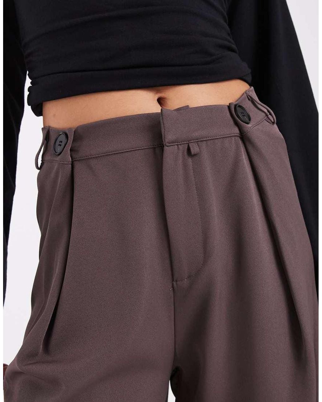 BRONZE SNAKE Black Low Rise Tailored Trousers With Button Waist