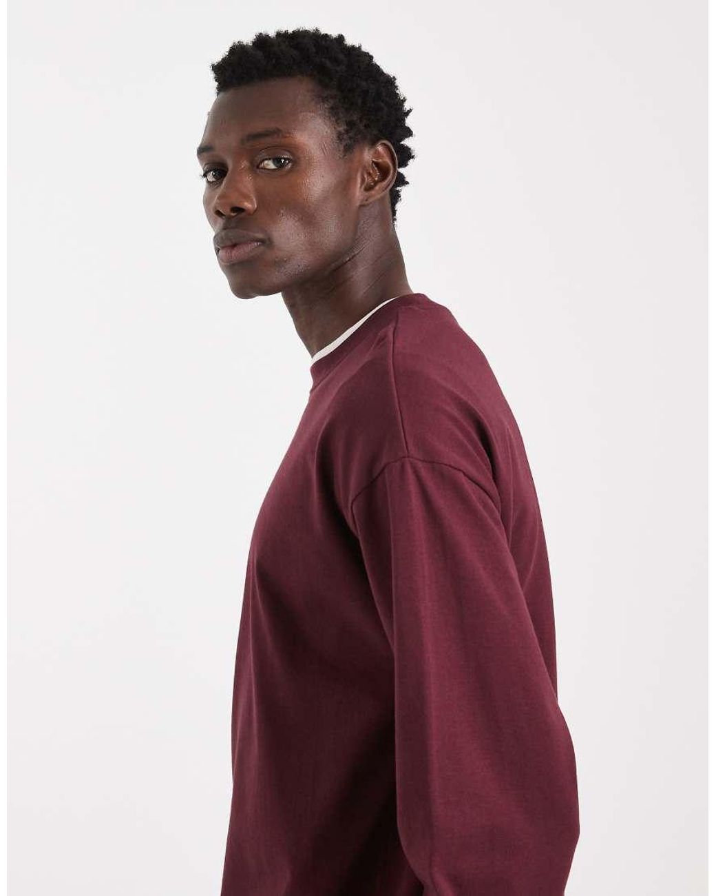 ASOS Red Heavyweight Oversized Long Sleeve T-shirt for men