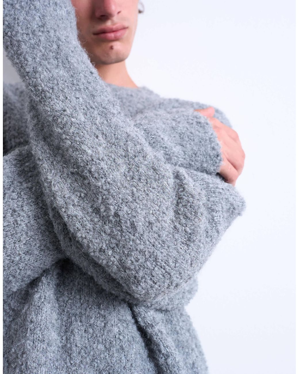 Pull décontracté en maille bouclée - clair Topman pour homme en coloris Gray