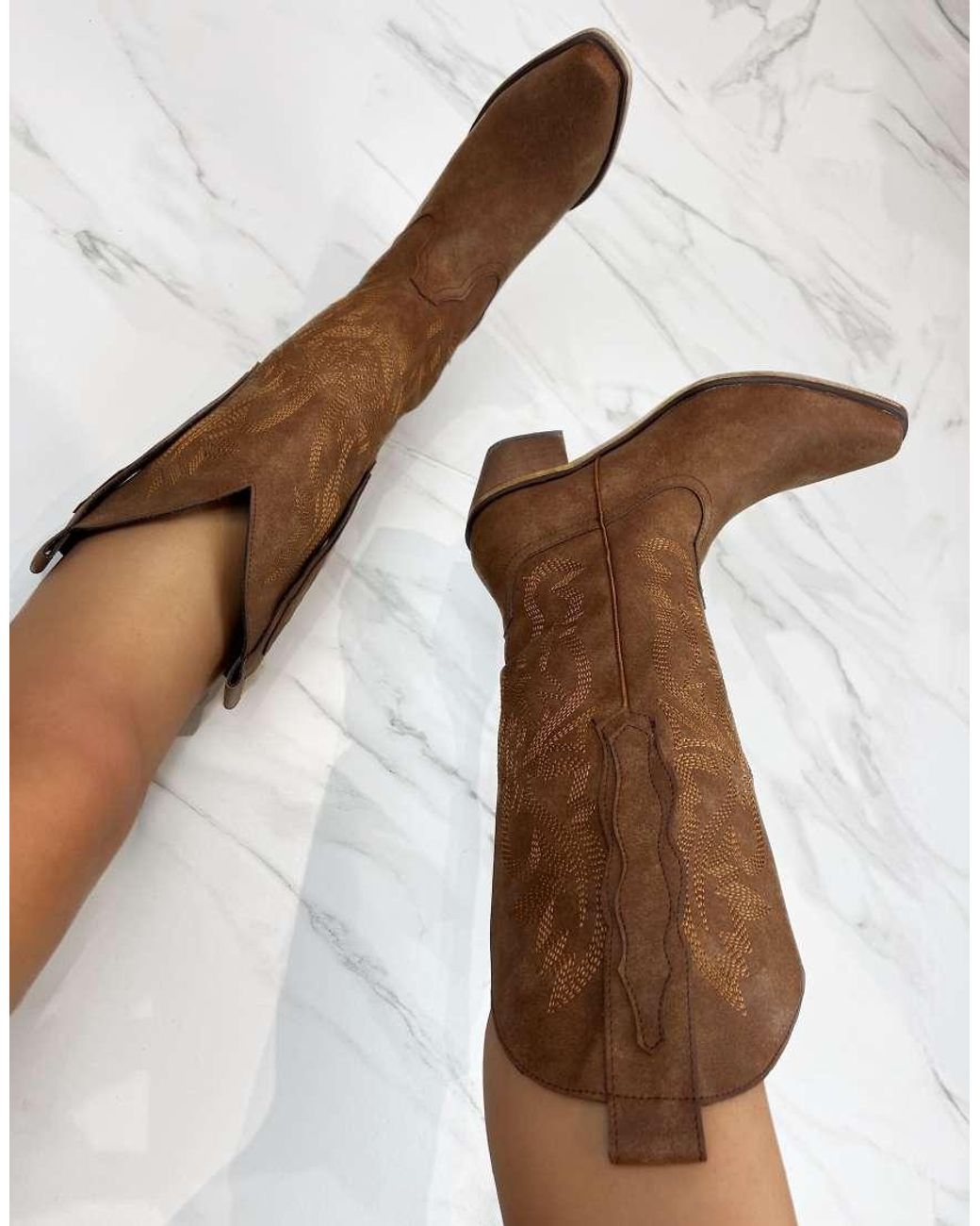 GIA STUDIOS Brown Cowboy Western Knee Boots