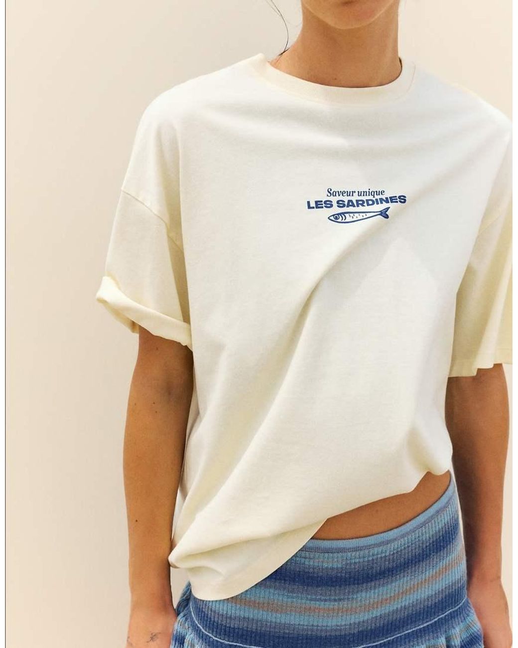 Pull&Bear Blue Oversize Sardine Graphic T-shirt