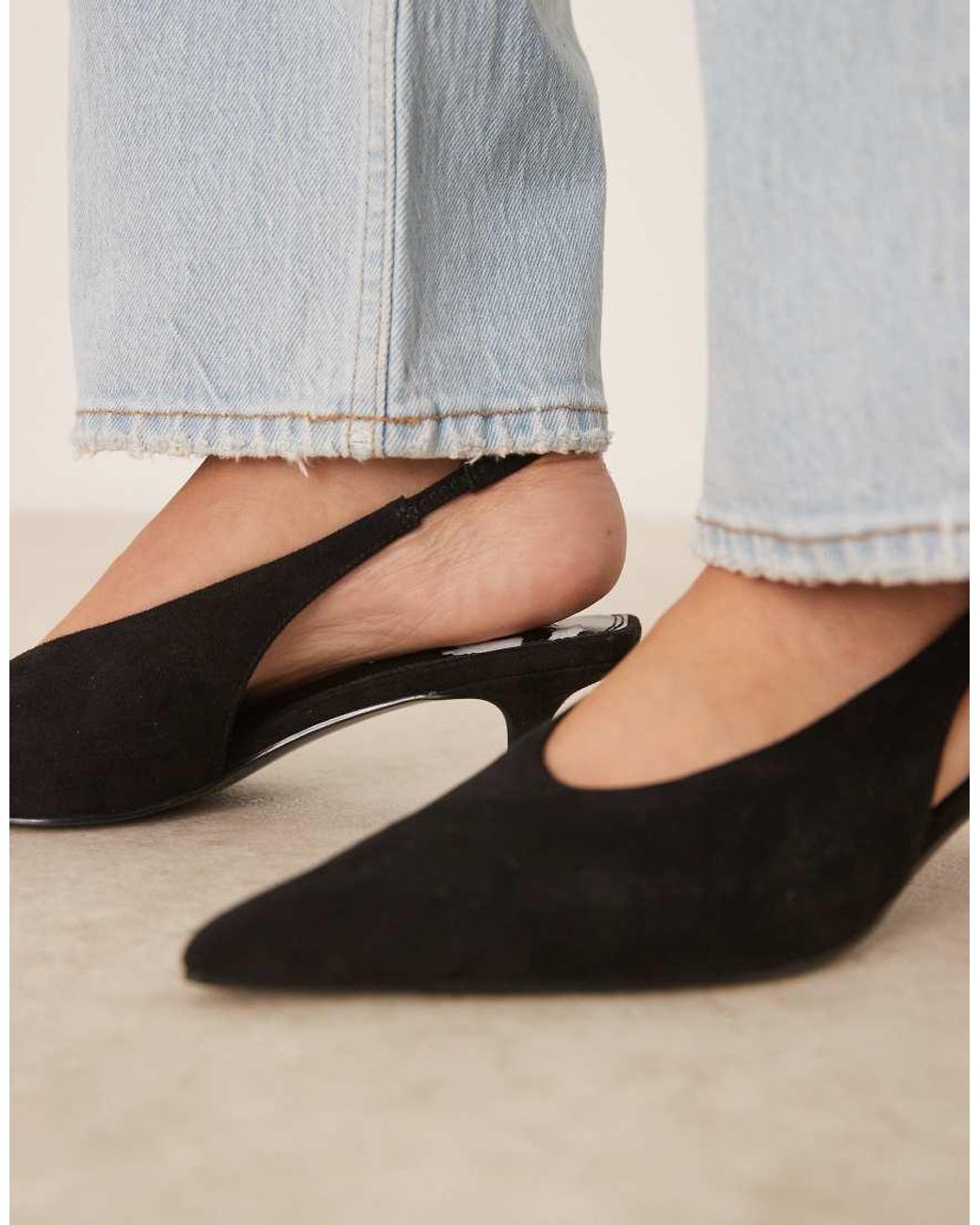 ASOS Natural Sydney Slingback Kitten Heel Shoes