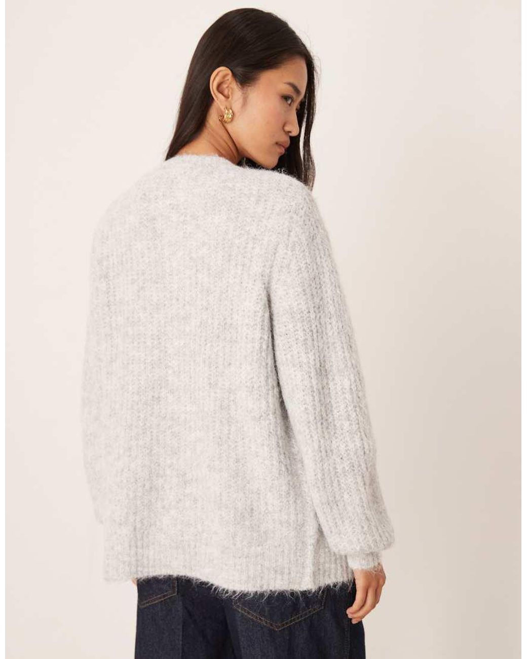 Vila Natural Fluffy Texture Knitted Cardigan