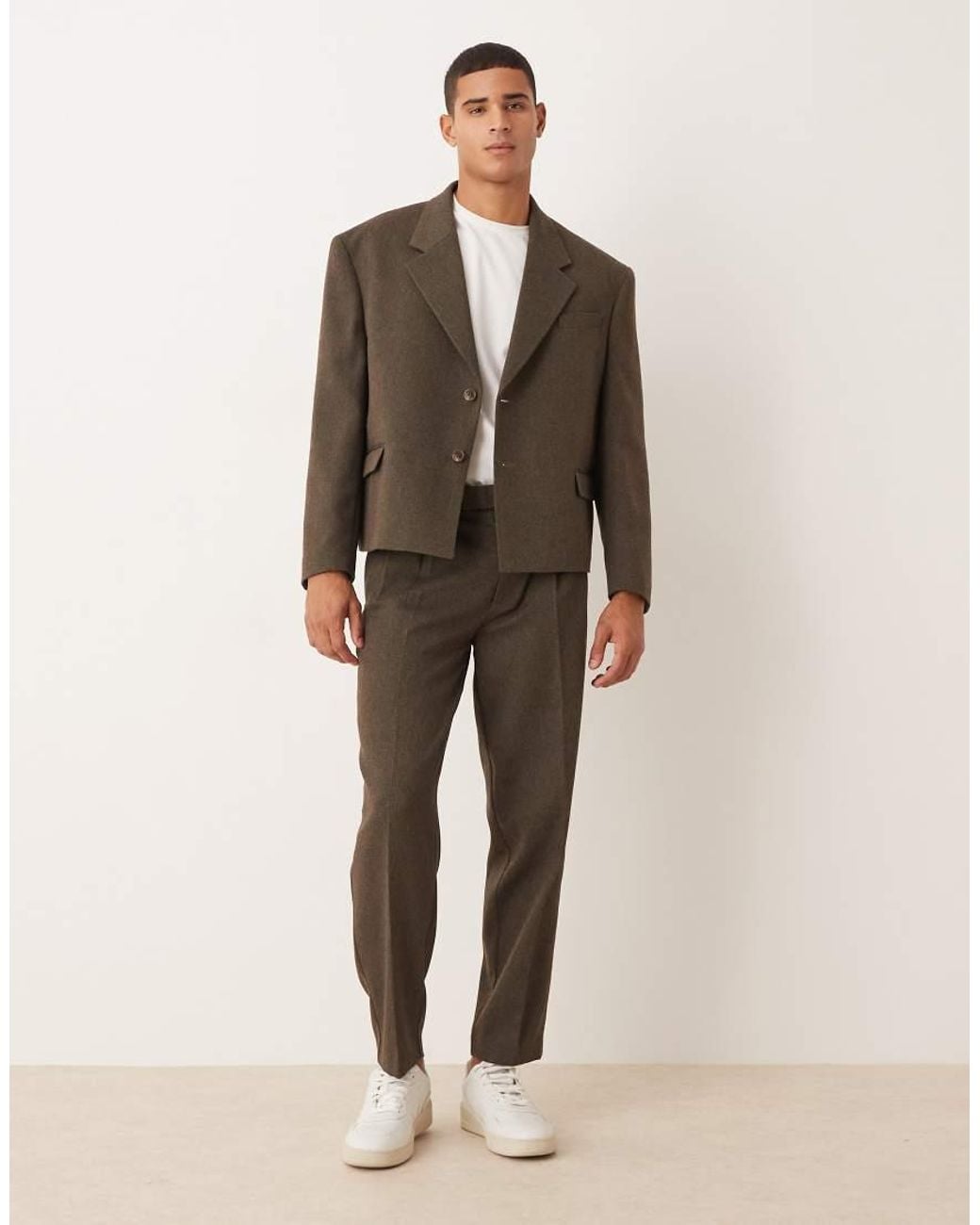 ASOS Oversized Cropped Colbert in het Brown voor heren