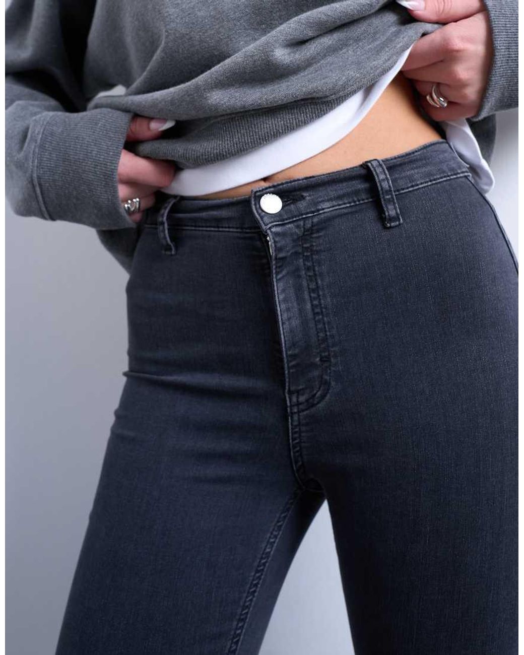 Topshop Hourglass Gray Joni Skinny High Rise Jeans