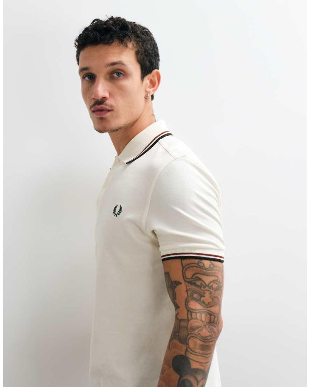 Fred Perry White Twin Tipped Polo Shirt for men