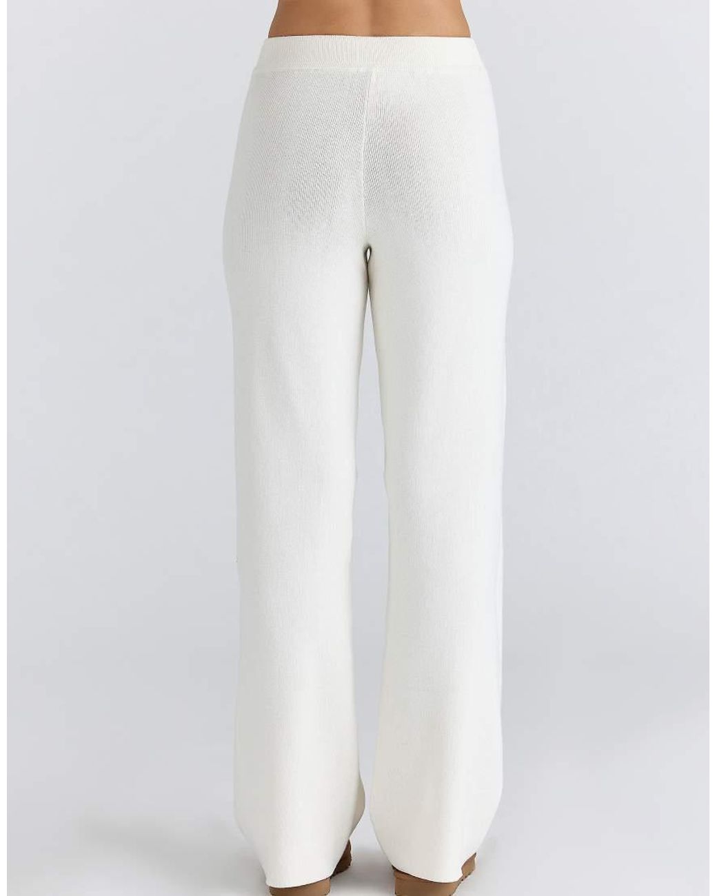 House Of Cb White Andie Ivory Merino Wool Knit Trousers