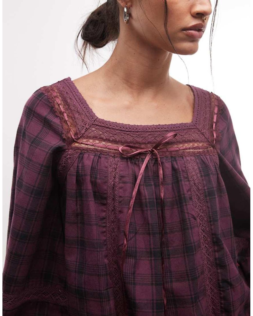 Reclaimed Vintage Textured Plaid Blouse