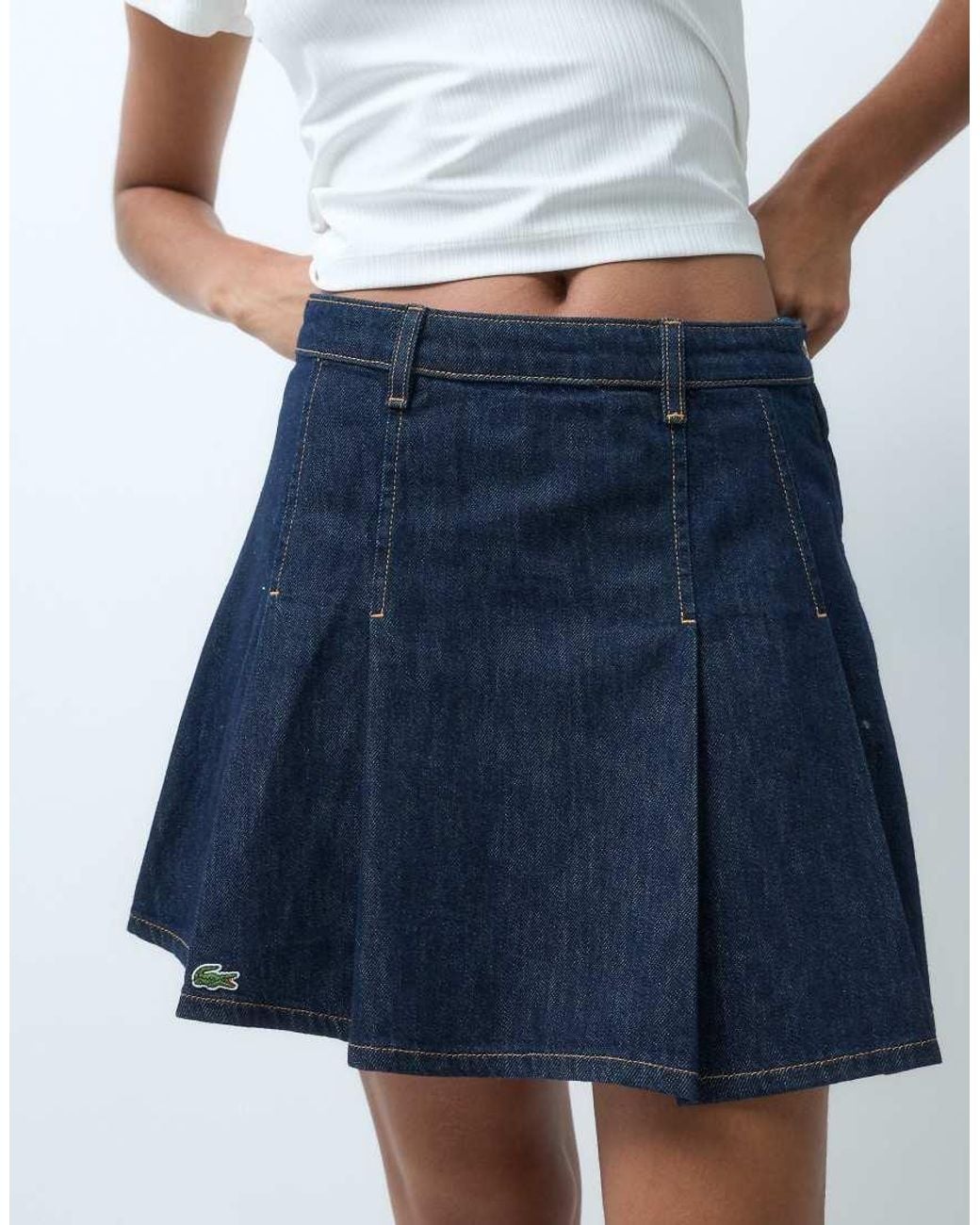 Lacoste Blue Short Pleated Denim Skirt Co-Ord