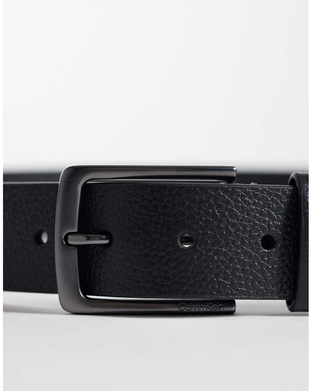 Calvin Klein Gray Grain Buckle Belt 35Mm for men
