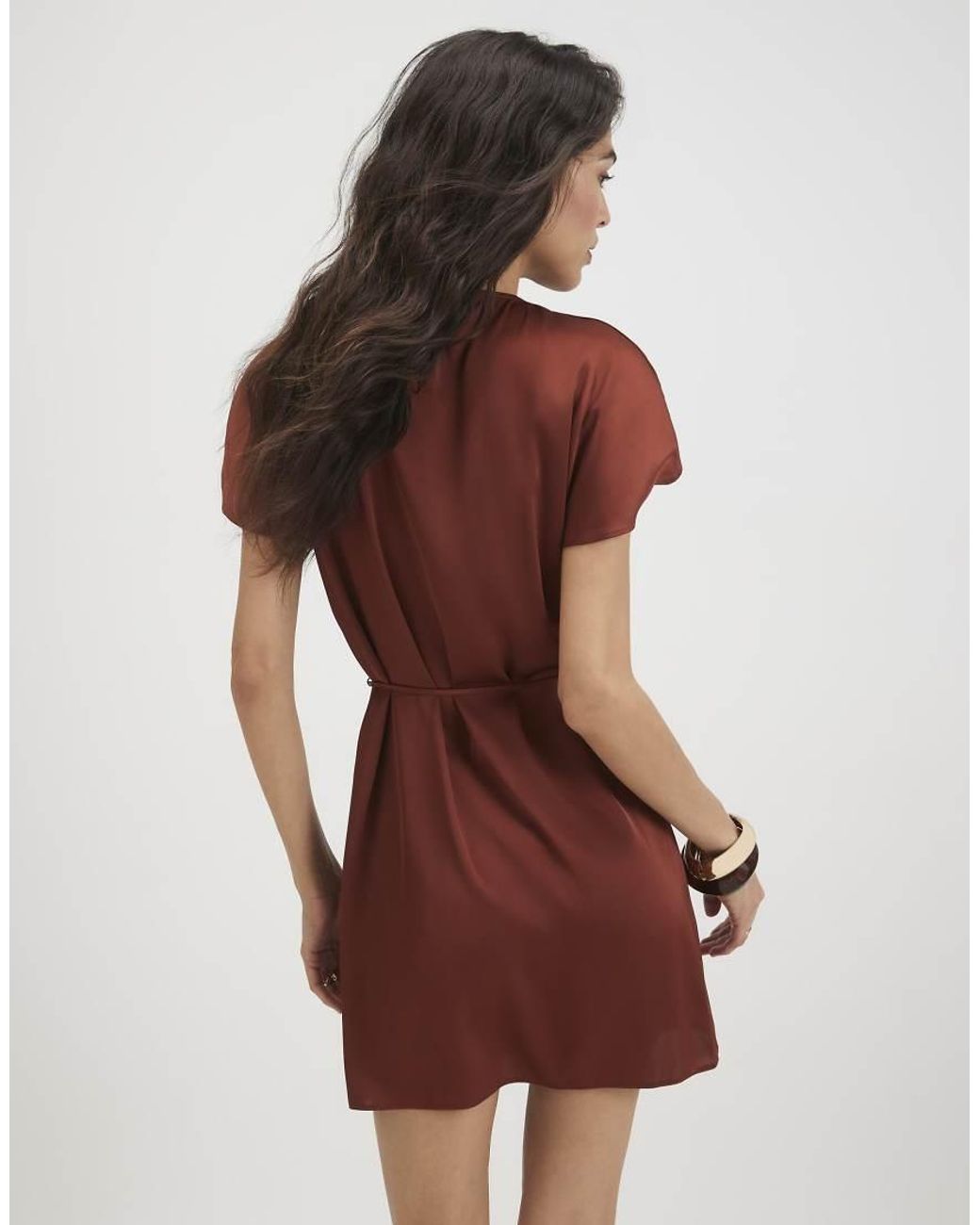 River Island Red Satin Pleat Neck Mini Dress
