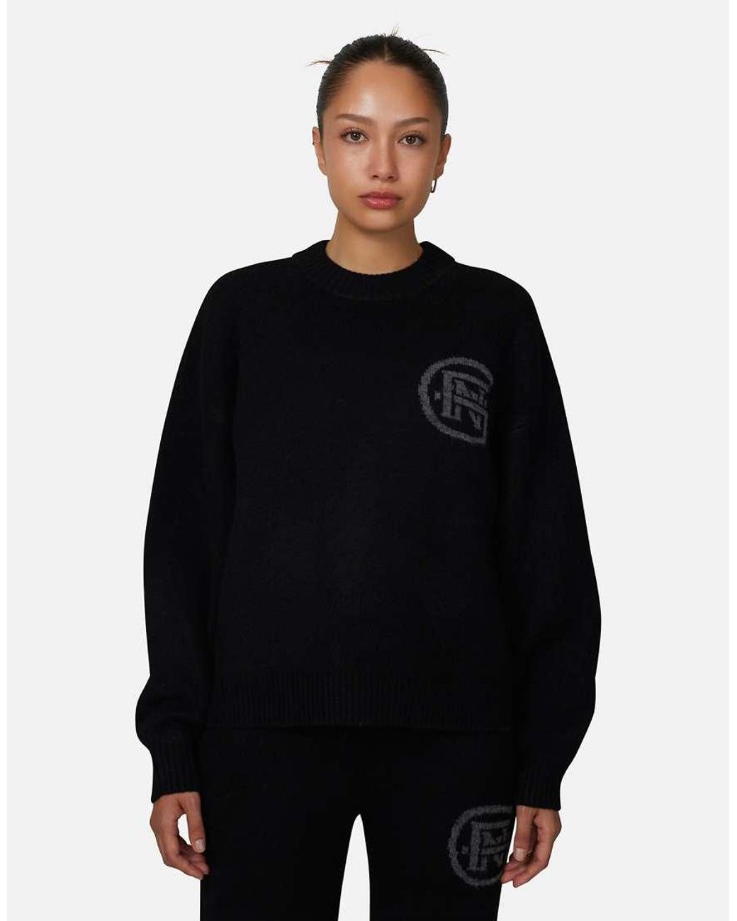 Good For Nothing Black Relaxed Knitted Sweatshirt
