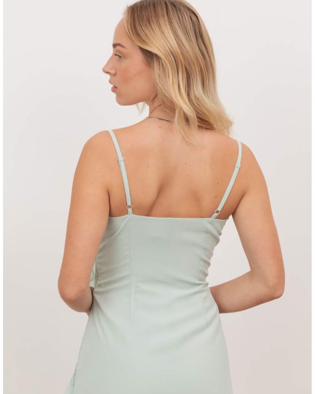 ANAYA Green Waterfall Ruffle Cowl Neck Cami Maxi Dress