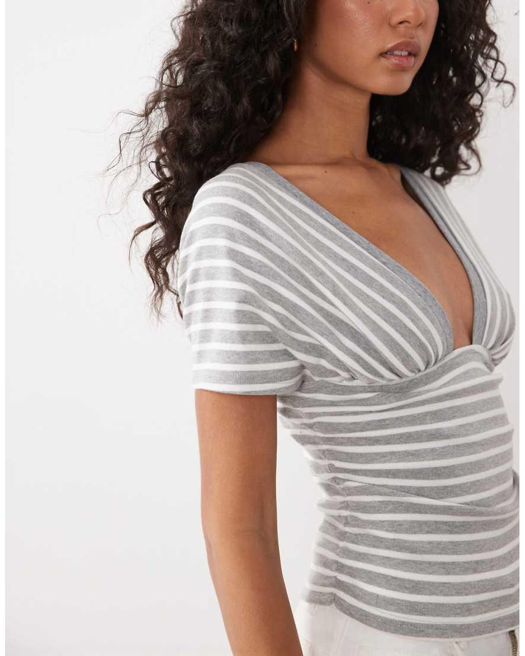 Motel White Vernia Plunge Batwing Top
