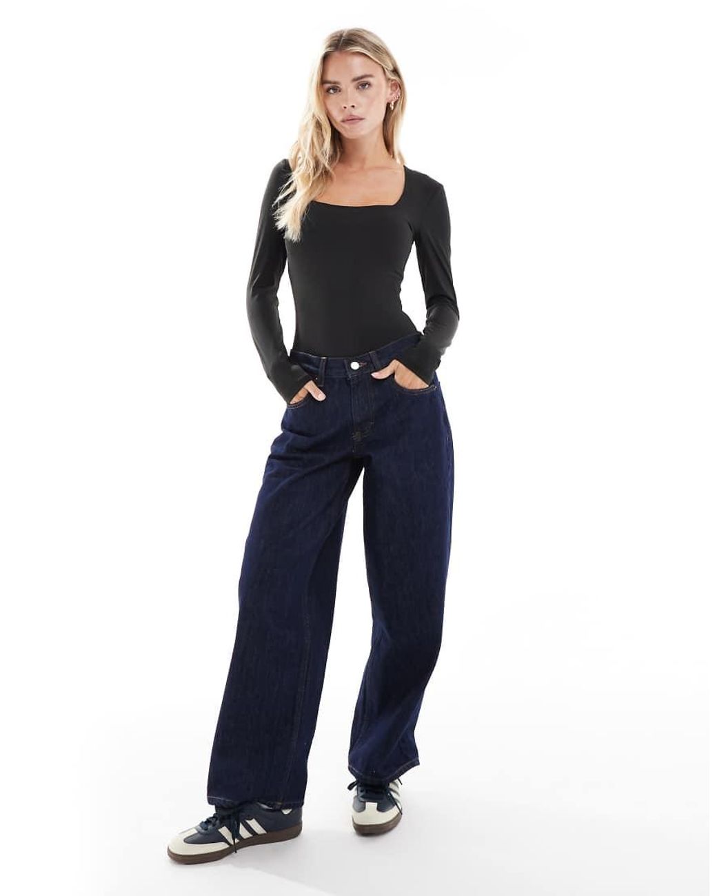 New Look Black Long Sleeve Square Neck Bodysuit