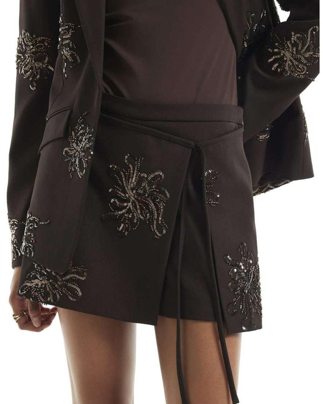 River Island Black Sequin Embellished Skort