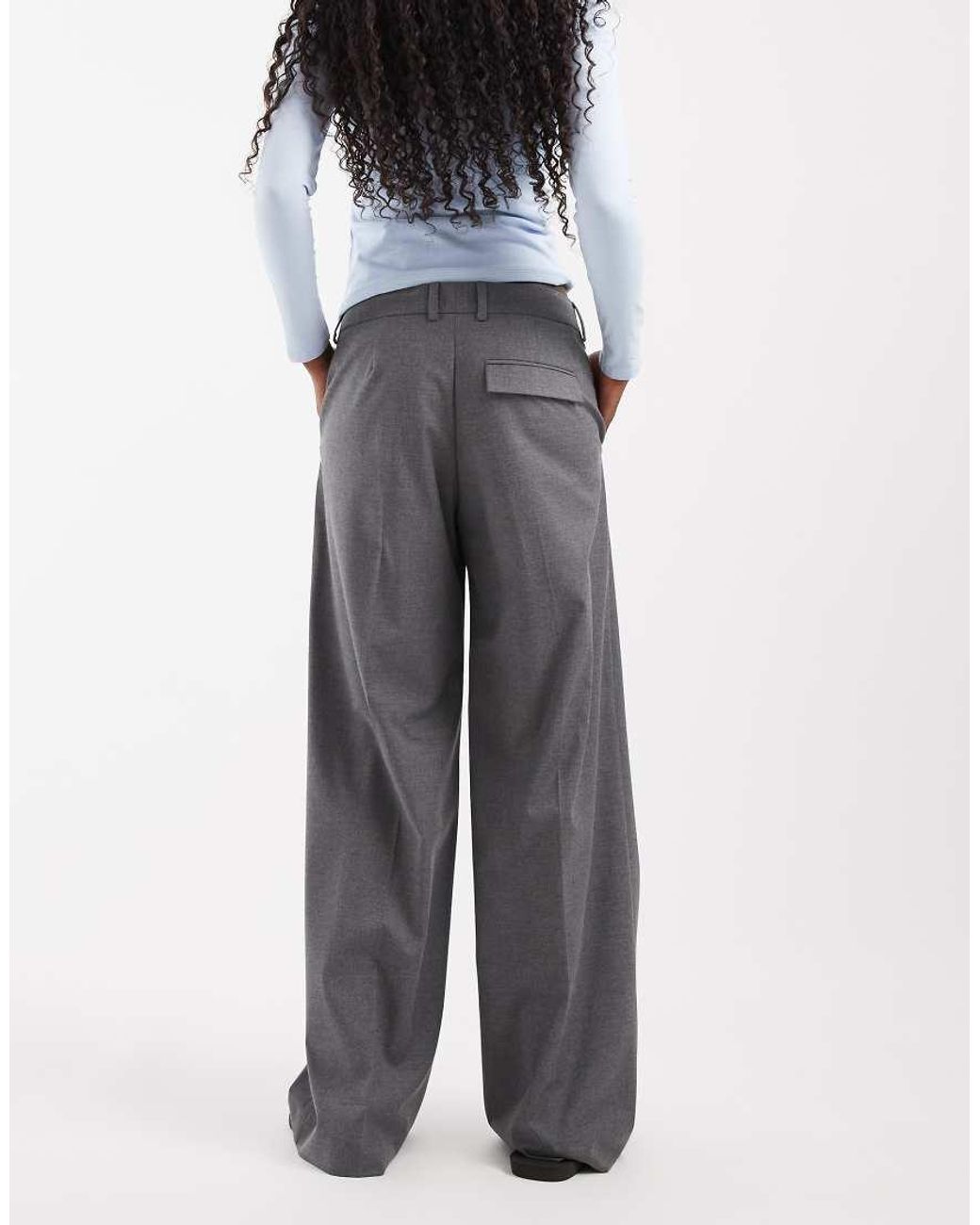 JJXX Gray Low Waisted Wide Leg Tailored Trousers
