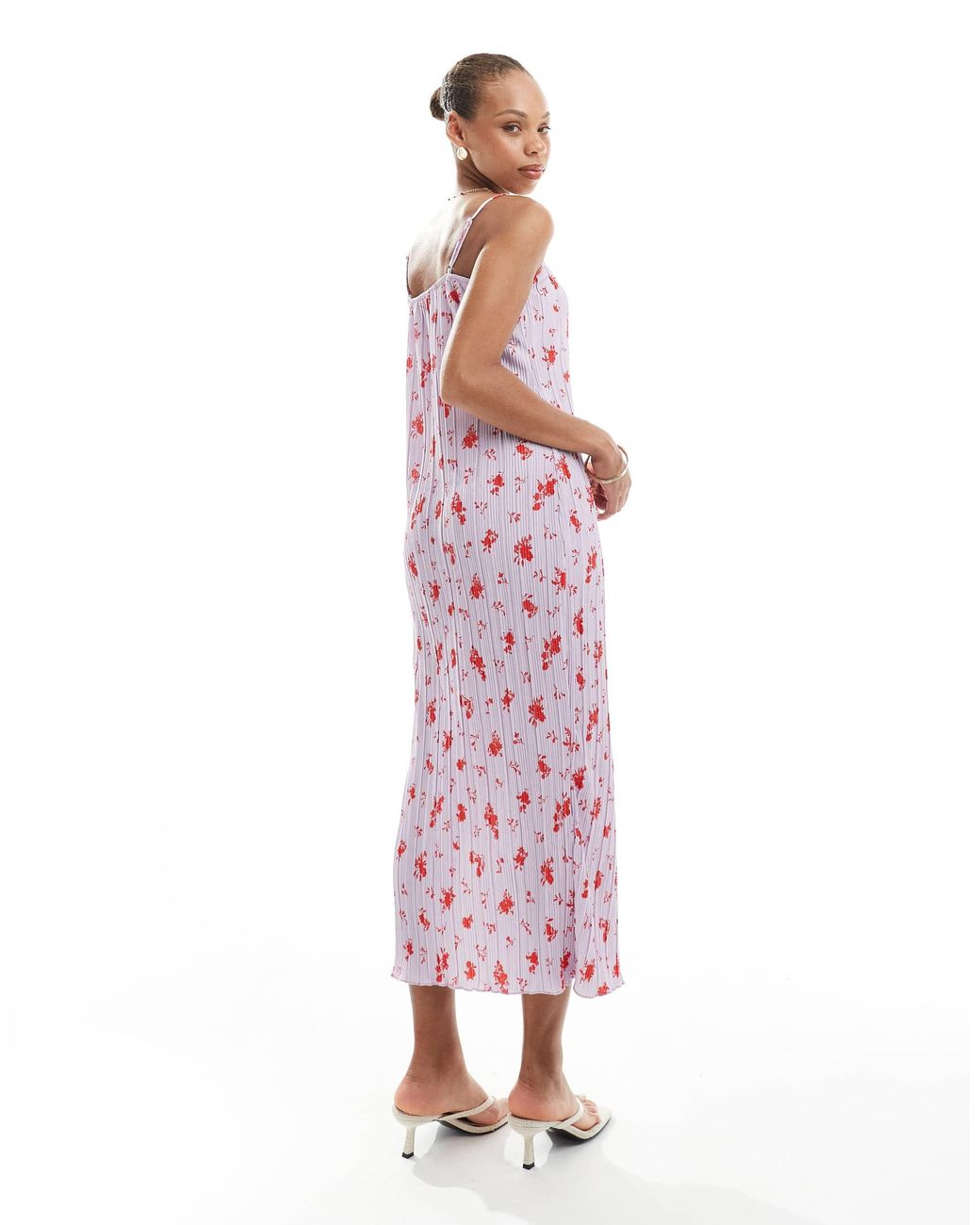 Pieces Pink – plissiertes cami-midikleid